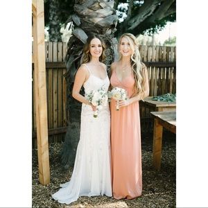 Twelfth Street long coral pink silk dress